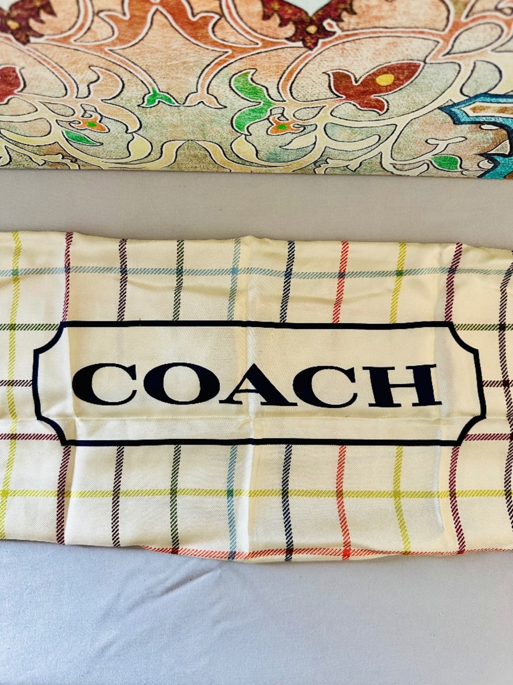 Coach Tattersall Plaid Print Scarf